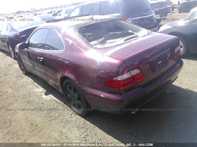 WDBLJ65G52T102459 - 2002 MERCEDES-BENZ CLK 320 MAROON photo 3