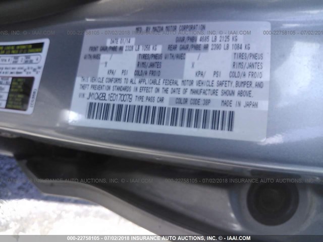 JM1CW2BL1E0170079 - 2014 MAZDA 5 SPORT SILVER photo 9