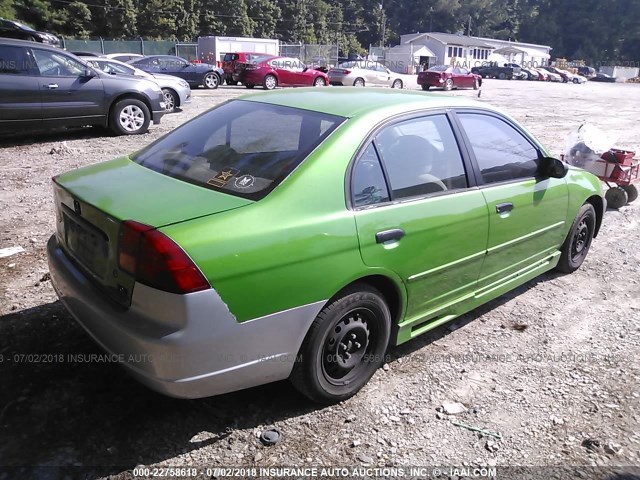 1HGES152X1L077573 - 2001 HONDA CIVIC DX GREEN photo 4