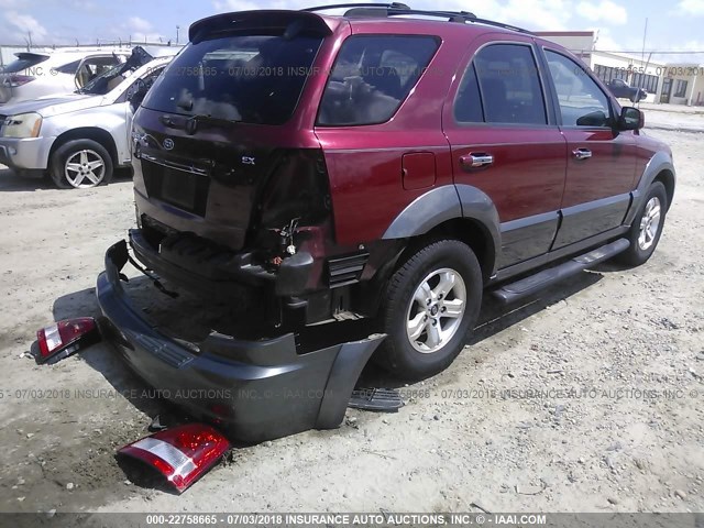 KNDJD733555400654 - 2005 KIA SORENTO EX/LX BURGUNDY photo 4