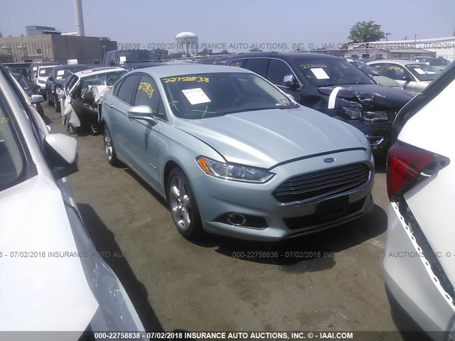 3FA6P0LU3DR325385 - 2013 FORD FUSION SE HYBRID TURQUOISE photo 1