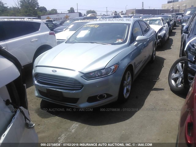 3FA6P0LU3DR325385 - 2013 FORD FUSION SE HYBRID TURQUOISE photo 2