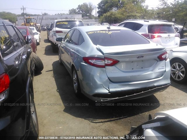 3FA6P0LU3DR325385 - 2013 FORD FUSION SE HYBRID TURQUOISE photo 3