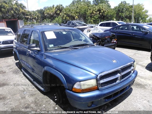 1B4HR48N52F149145 - 2002 DODGE DURANGO SLT BLUE photo 1