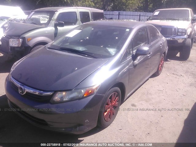 2HGFB2F59CH313763 - 2012 HONDA CIVIC LX BLUE photo 2