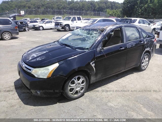 1FAHP35NX8W182258 - 2008 FORD FOCUS SE/SEL/SES BLACK photo 2