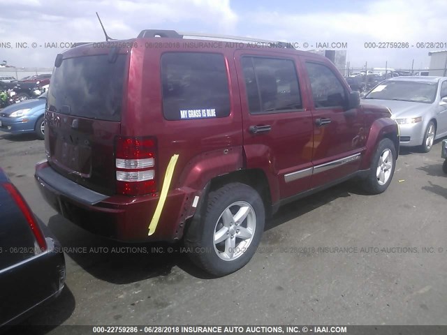 1C4PJMCKXCW143829 - 2012 JEEP LIBERTY LIMITED RED photo 4