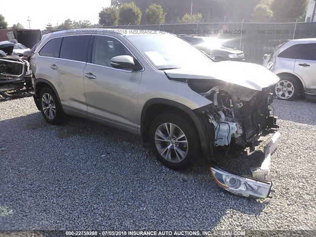 5TDJKRFH2ES009738 - 2014 TOYOTA HIGHLANDER XLE SILVER photo 1