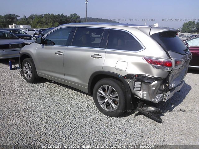 5TDJKRFH2ES009738 - 2014 TOYOTA HIGHLANDER XLE ვერცხლისფერი ფოტო 3