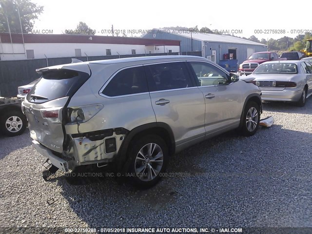 5TDJKRFH2ES009738 - 2014 TOYOTA HIGHLANDER XLE ვერცხლისფერი ფოტო 4