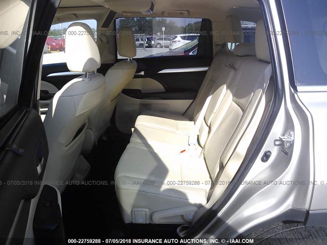 5TDJKRFH2ES009738 - 2014 TOYOTA HIGHLANDER XLE ვერცხლისფერი ფოტო 8