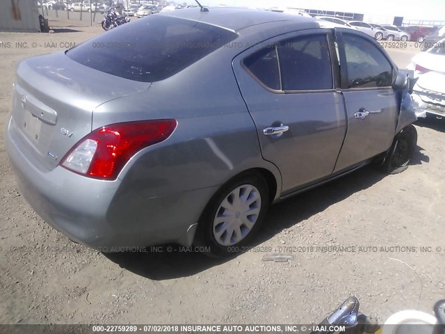 3N1CN7AP6CL903461 - 2012 NISSAN VERSA S/SV/SL GRAY photo 4