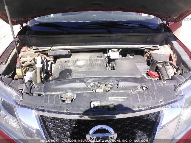 5N1AR2MN7EC656645 - 2014 NISSAN PATHFINDER S/SV/SL/PLATINUM RED photo 10