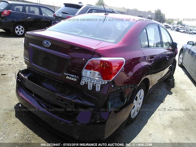 JF1GJAA63EH020598 - 2014 SUBARU IMPREZA BURGUNDY photo 4