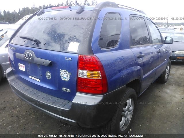 KNDJE723967160416 - 2006 KIA NEW SPORTAGE  BLUE photo 4