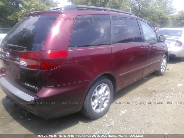 5TDZA22C85S284005 - 2005 TOYOTA SIENNA XLE/XLE LIMITED MAROON photo 4