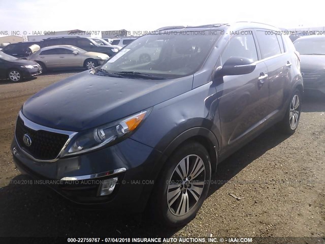 KNDPC3AC6F7771420 - 2015 KIA SPORTAGE EX BLUE photo 2