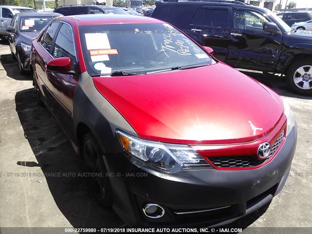 4T1BK1FK0CU505398 - 2012 TOYOTA CAMRY SE/XLE RED photo 1