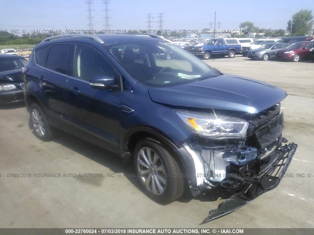 1FMCU9J94JUB68586 - 2018 FORD ESCAPE TITANIUM BLUE photo 1