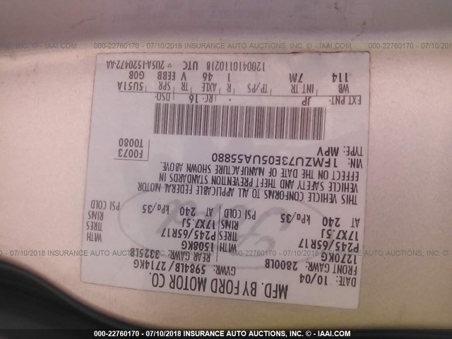 1FMZU73E05UA55880 - 2005 FORD EXPLORER XLT/XLT SPORT/NBX 灰色 照片 9