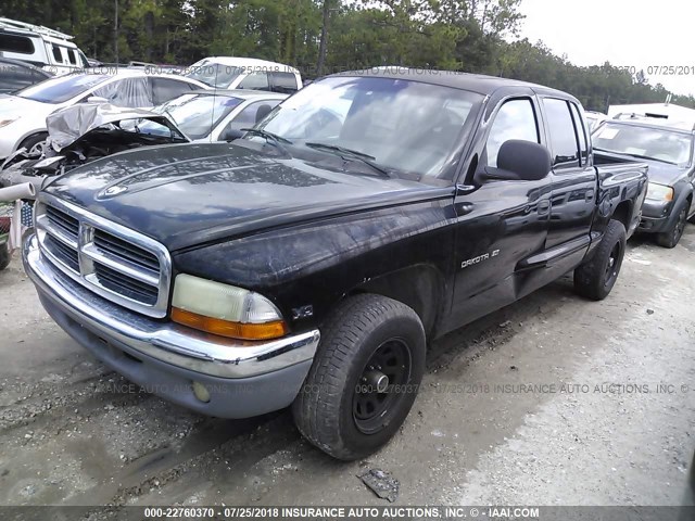 1B7GL2AN7YS718236 - 2000 DODGE DAKOTA QUAD BLACK photo 2