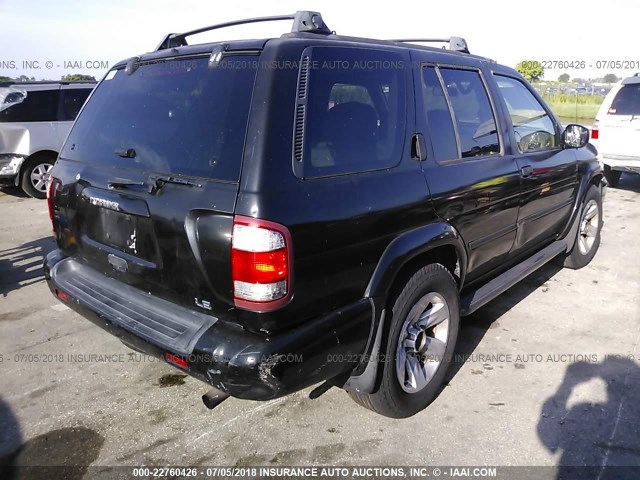 JN8DR09X42W662904 - 2002 NISSAN PATHFINDER LE/SE BLACK photo 4