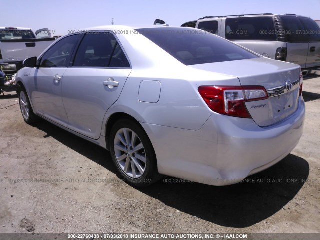 4T1BD1FK6EU100899 - 2014 TOYOTA CAMRY HYBRID/LE/XLE ვერცხლისფერი ფოტო 3