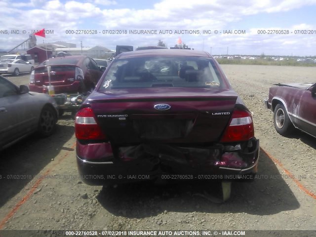 1FAHP28115G149934 - 2005 FORD FIVE HUNDRED LIMITED RED photo 6