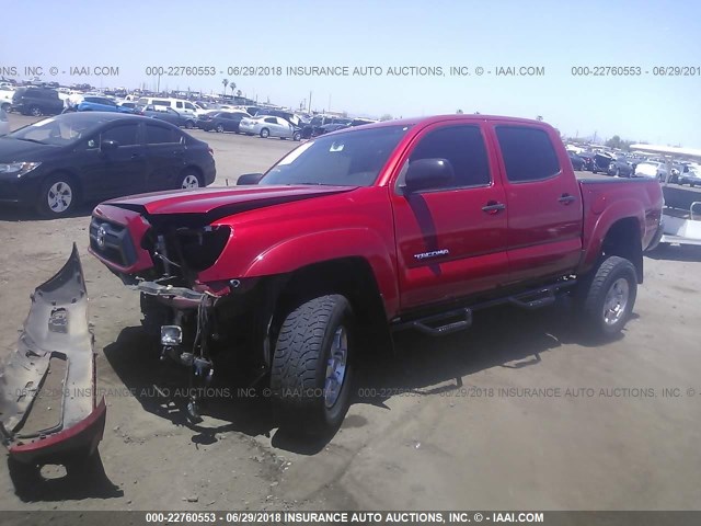 5TFJX4GN2DX014651 - 2013 TOYOTA TACOMA DOUBLE CAB წითელი ფოტო 2
