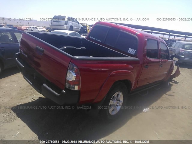 5TFJX4GN2DX014651 - 2013 TOYOTA TACOMA DOUBLE CAB RED photo 4