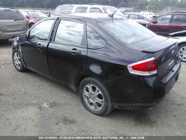 1FAHP35N08W214277 - 2008 FORD FOCUS SE/SEL/SES BLACK photo 3