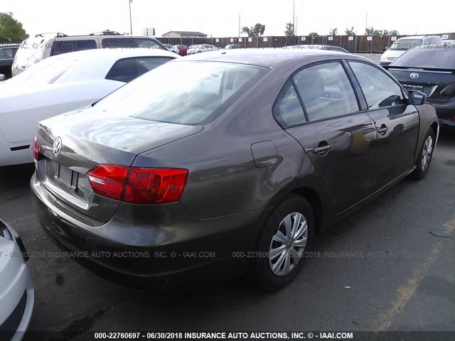 3VW2K7AJ5DM390385 - 2013 VOLKSWAGEN JETTA S 棕色 照片 4