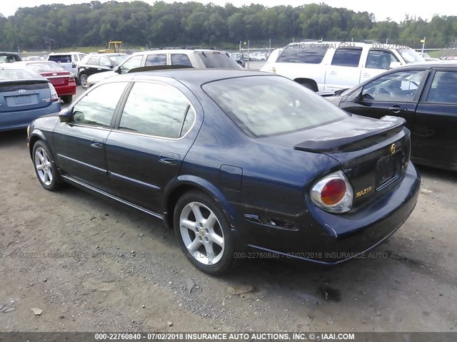 JN1DA31D62T445722 - 2002 NISSAN MAXIMA GLE/GXE/SE BLUE photo 3