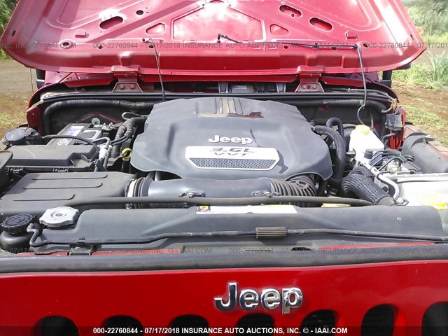 1C4AJWAG4CL178576 - 2012 JEEP WRANGLER SPORT 红色 照片 10