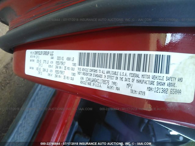 1C4AJWAG4CL178576 - 2012 JEEP WRANGLER SPORT 红色 照片 9