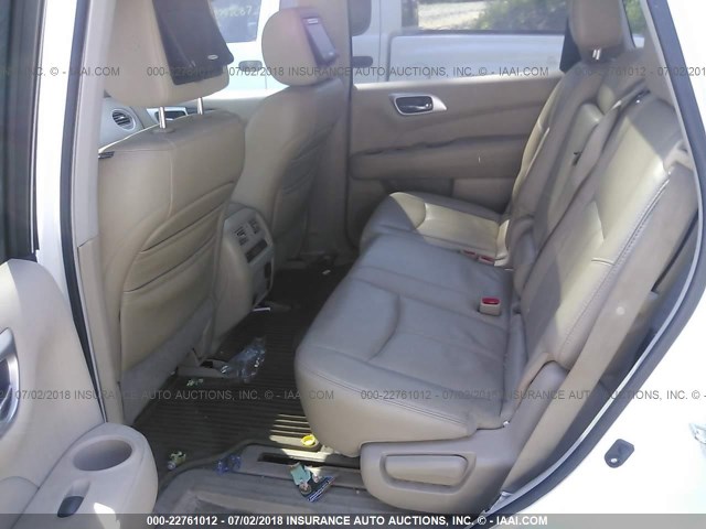 5N1AR2MM3DC608064 - 2013 NISSAN PATHFINDER S/SV/SL/PLATINUM WHITE photo 8