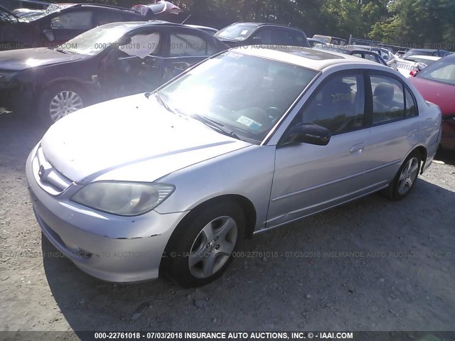 1HGES26795L007746 - 2005 HONDA CIVIC EX SILVER photo 2