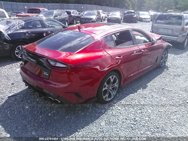 KNAE55LC4J6016451 - 2018 KIA STINGER GT2 RED photo 4