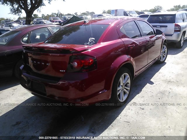 1C3CDZCB1DN580990 - 2013 DODGE AVENGER SXT RED photo 4