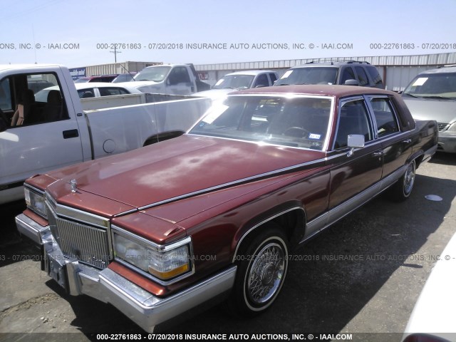1G6DW54E5MR713855 - 1991 CADILLAC BROUGHAM RED photo 2