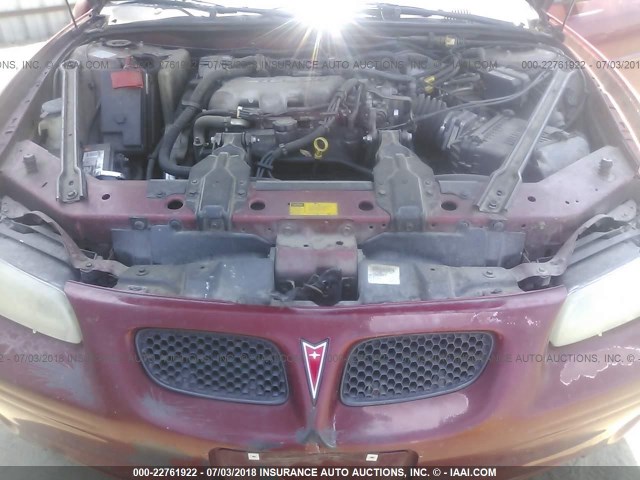 1G2WK52J41F205217 - 2001 PONTIAC GRAND PRIX SE MAROON photo 10