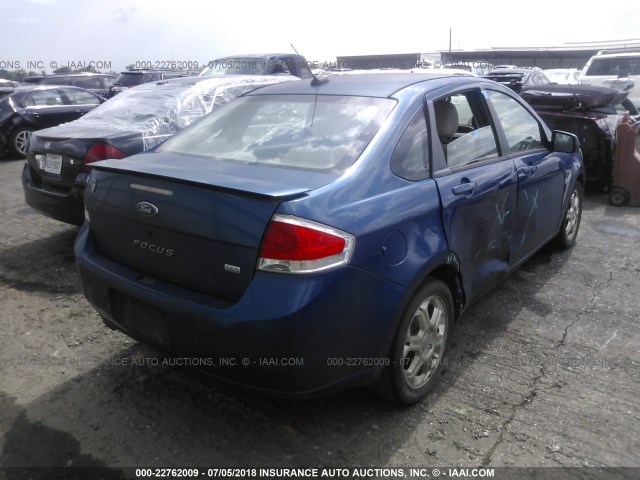 1FAHP35N18W153568 - 2008 FORD FOCUS SE/SEL/SES BLUE photo 4