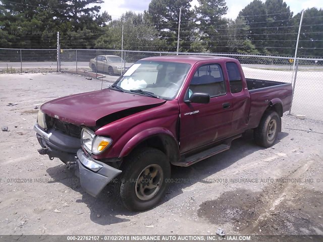 4TASM92N8XZ537923 - 1999 TOYOTA TACOMA XTRACAB PRERUNNER RED photo 2