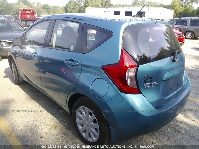 3N1CE2CP7FL391519 - 2015 NISSAN VERSA NOTE S/S PLUS/SV/SL/SR BLUE photo 3