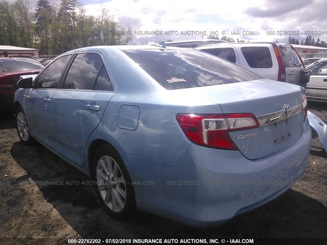 4T1BD1FK5CU020488 - 2012 TOYOTA CAMRY HYBRID/LE/XLE 蓝色 照片 3