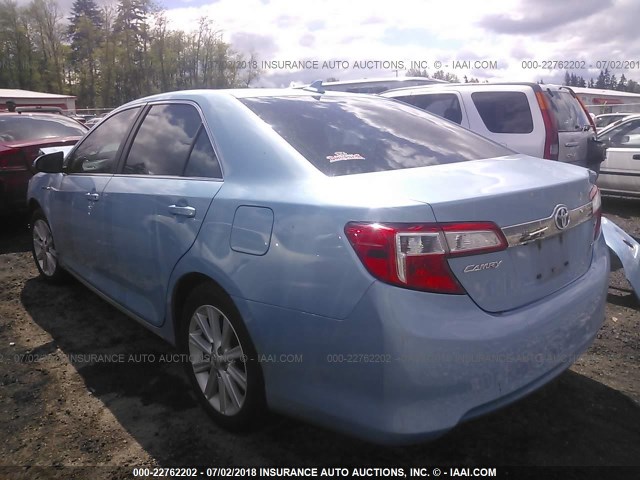 4T1BD1FK5CU020488 - 2012 TOYOTA CAMRY HYBRID/LE/XLE BLUE photo 3