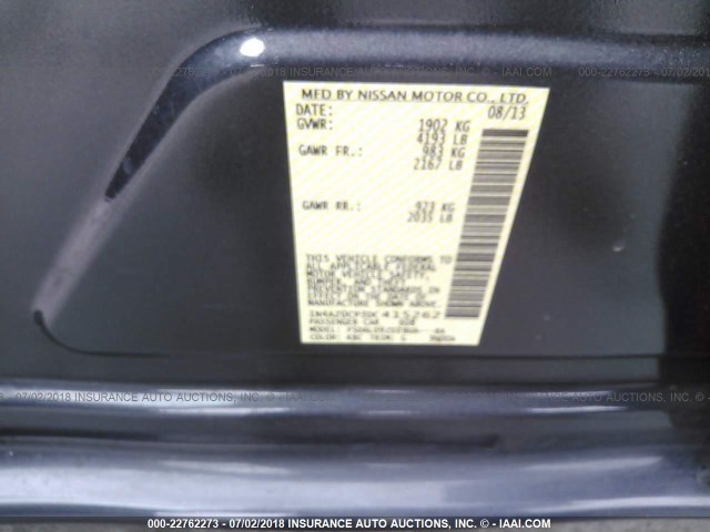 1N4AZ0CP3DC415262 - 2013 NISSAN LEAF S/SV/SL GRAY photo 9