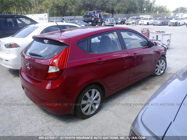 KMHCU5AEXCU023481 - 2012 HYUNDAI ACCENT GLS/GS/SE RED photo 4