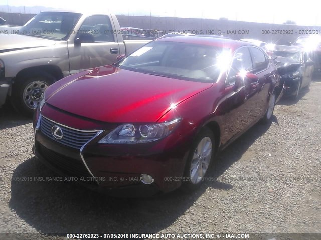 JTHBW1GG4E2048160 - 2014 LEXUS ES 300H RED photo 2