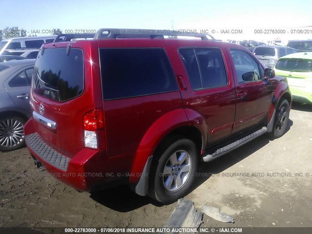 5N1AR1NB0CC608139 - 2012 NISSAN PATHFINDER S/LE/SE RED photo 4